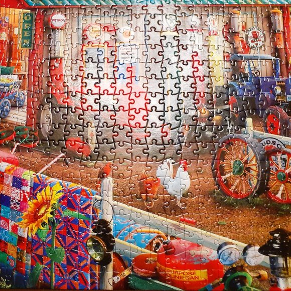 Buffalo Jigsaw Puzzle Antique Market 1000 Pieces Complete - Picture 5 of 7